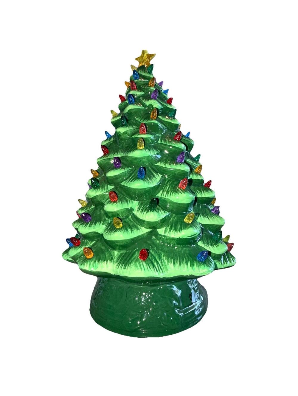 Mr. Christmas 18" Animated Lighted Ceramic Tree NO Rotating Santa in Sleigh Incl